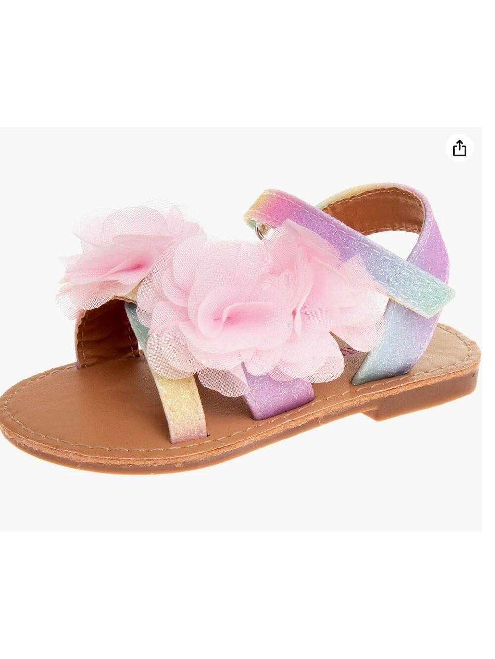 Laura Ashley Girl Toddler Sandals Pastel Multi Size 6 Glitter Pink Flowers